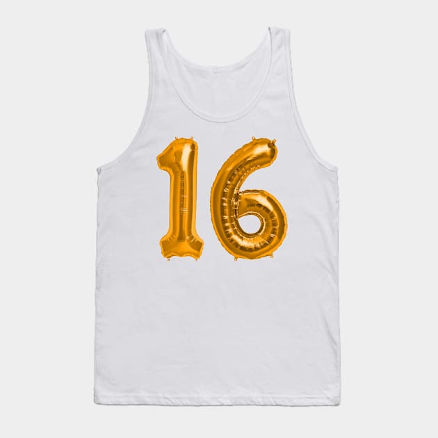 Bright Orange 16th Birthday Metallic Helium Balloons Numbers Tank Top by podartist